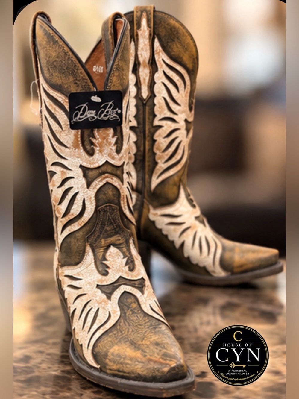 Dan Post Ndulgence DP4359 Women’s 8M Leather Snip Toe Western Cowboy Boots